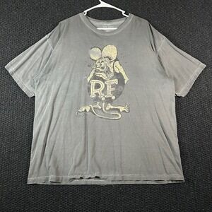 RAT FINK Short Sleeve Gray Graphic Print 100% Cotton Casual T-Shirt Men's XL